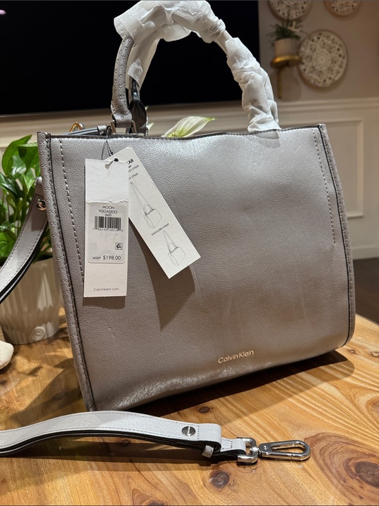 Calvin Klein Handbags - Calvin Klein Metallic Silver Satchel with Detachable Strap